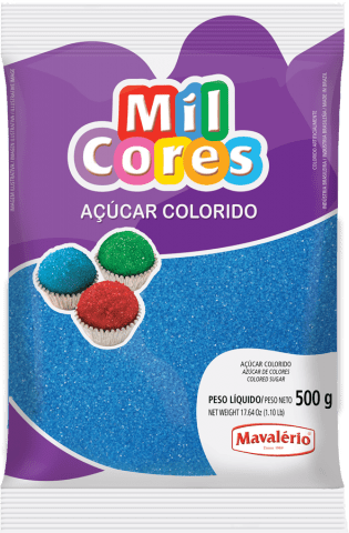 AÇÚCAR COLORIDO AZUL MIL CORES 🍫 Mavalério